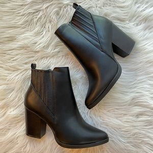 Black Faux Leather Ankle Booties